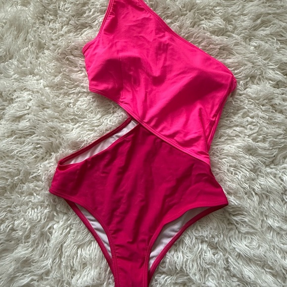 Pink One-Shoulder Swimsuit - Picture 1 of 2